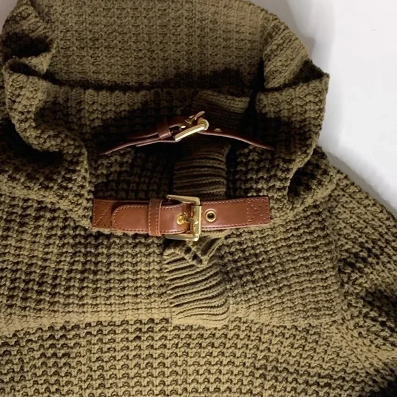 Michael Kors thick Cozy Chunky Knit Sweater Neck warmer green small pullover